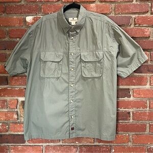 Woolrich men's outdoorwear safari/fishing shirt size XL green button up tactical